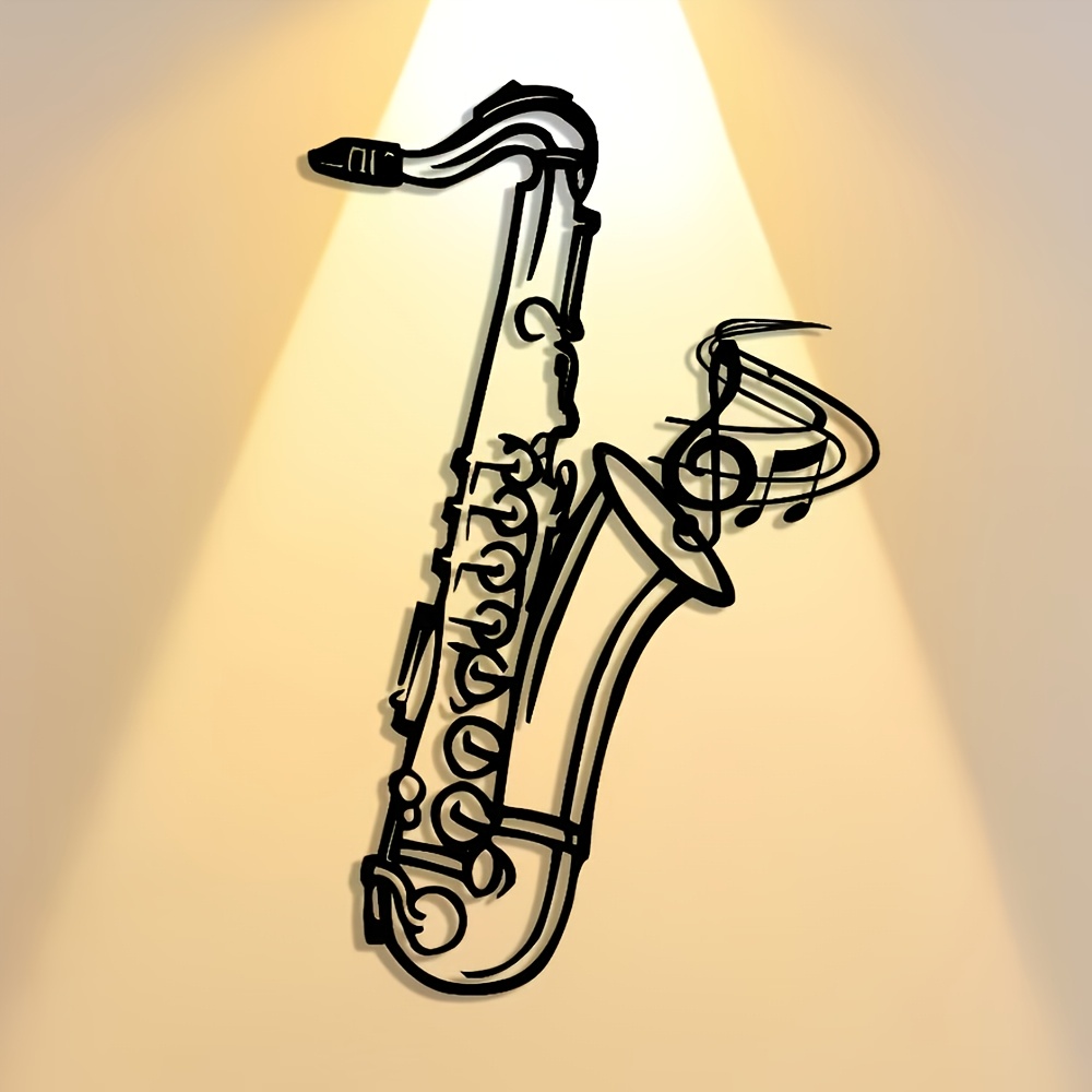 Musical Instrument Image - Metalen wanddecoratie saxofoon decoratieve plaquette, zwart