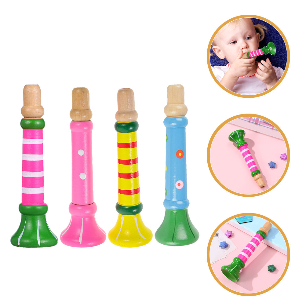 Musical Instrument For Toddlers - 4 stuks kleurrijke, kleine houten fluitjes