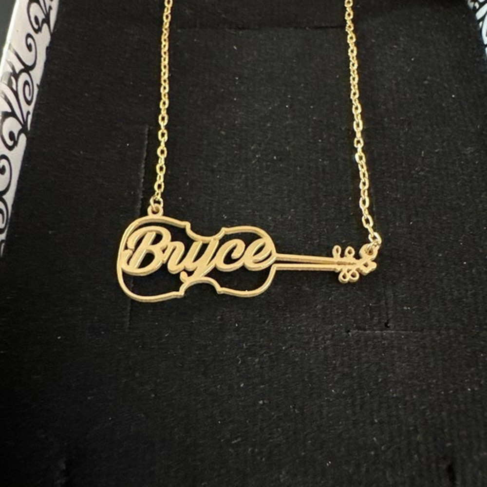 Musical Instrument With Name - Aangepaste gepersonaliseerde viool ketting verguld roestvrij