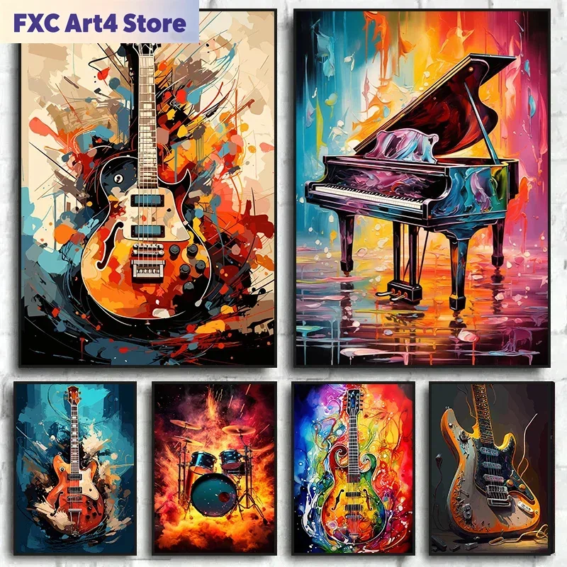 Musical Instrument Image - Frameloze abstracte kleurrijke kunst muziekinstrumenten drumstel